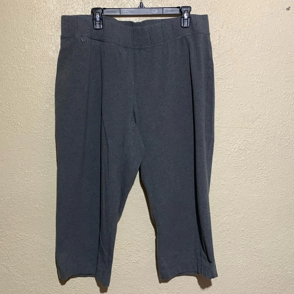 Lands' End Capris Stretch Pants Gray 2X Starfish Crop Straight Cotton Spandex - Picture 1 of 16